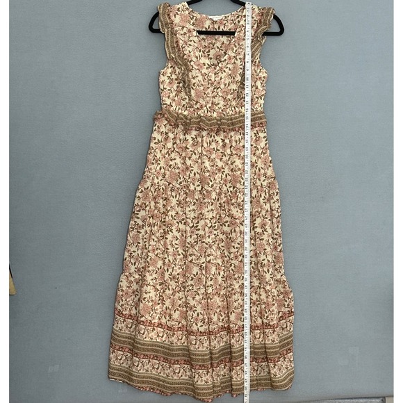 By the River Womens Dress M Ivory Punk Ditsy Floral Midi Cottagecore‎ Peasant - Picture 10 of 14